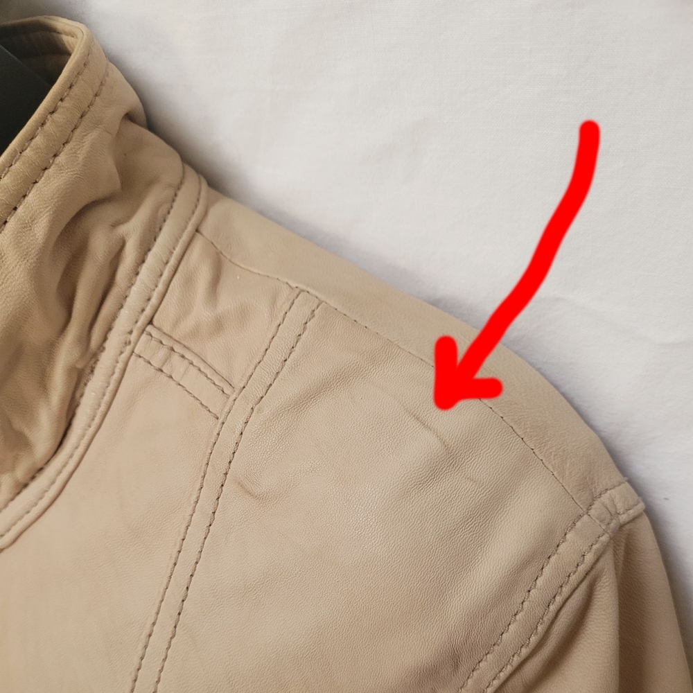 EVER beige lamb leather moto jacket (42" bust) - Picture 4 of 8